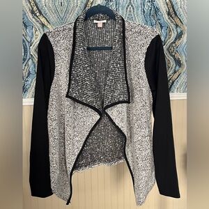 Roz & Ali Open Front Boucle Cardigan Sweater, Size L